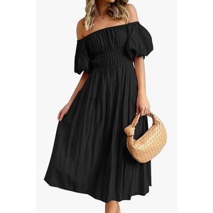 Zesica Off Shoulder Black Dress Size Large